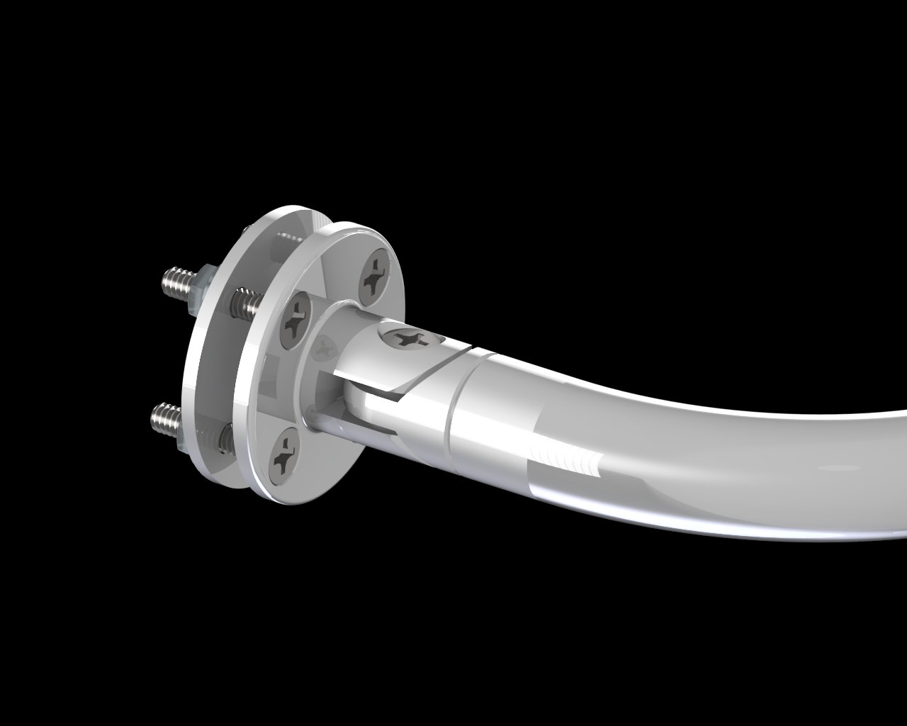 Precision marine hardware render — curved tube assembly